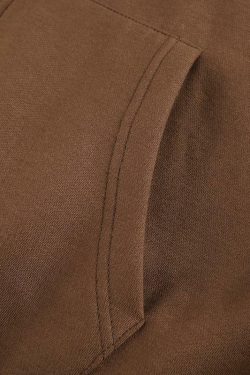 Brown Zip Hoodie - Y2K Summer Grunge, 90s Retro, Pastel Goth, Y2K Club & Party Outfits