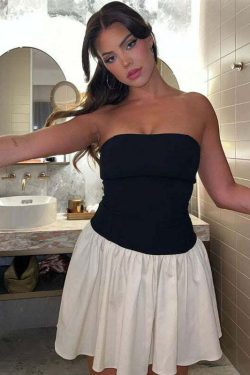 Bryer Strapless Mini Dress - Y2K Summer, 90s Grunge, Retro Party, Pastel Goth, Y2K Club Out