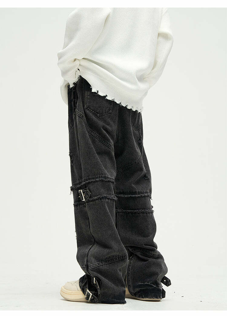 Buckle Up! Y2K Grunge Jeans - 90s Retro, Summer Outfits, Gothic & Hip Hop Fashion