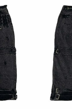 Buckle Up! Y2K Grunge Jeans - 90s Retro, Summer Outfits, Popstar & Club Fashion