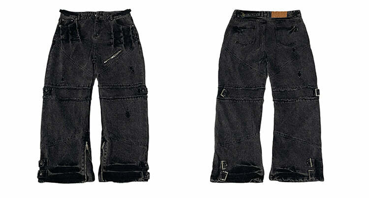 Buckle Up! Y2K Grunge Jeans - 90s Retro, Summer Outfits, Popstar & Club Fashion