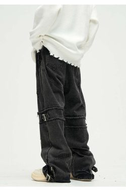 Buckle Up! Y2K Grunge Jeans - 90s Retro, Summer Outfits, Popstar & Club Fashion