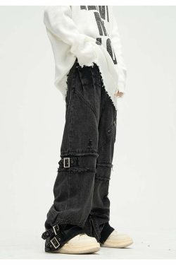 Buckle Up! Y2K Grunge Jeans - 90s Retro, Summer Outfits, Popstar & Club Fashion