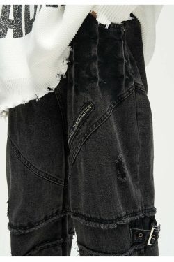 Buckle Up! Y2K Grunge Jeans - 90s Retro, Summer Outfits, Popstar & Club Fashion
