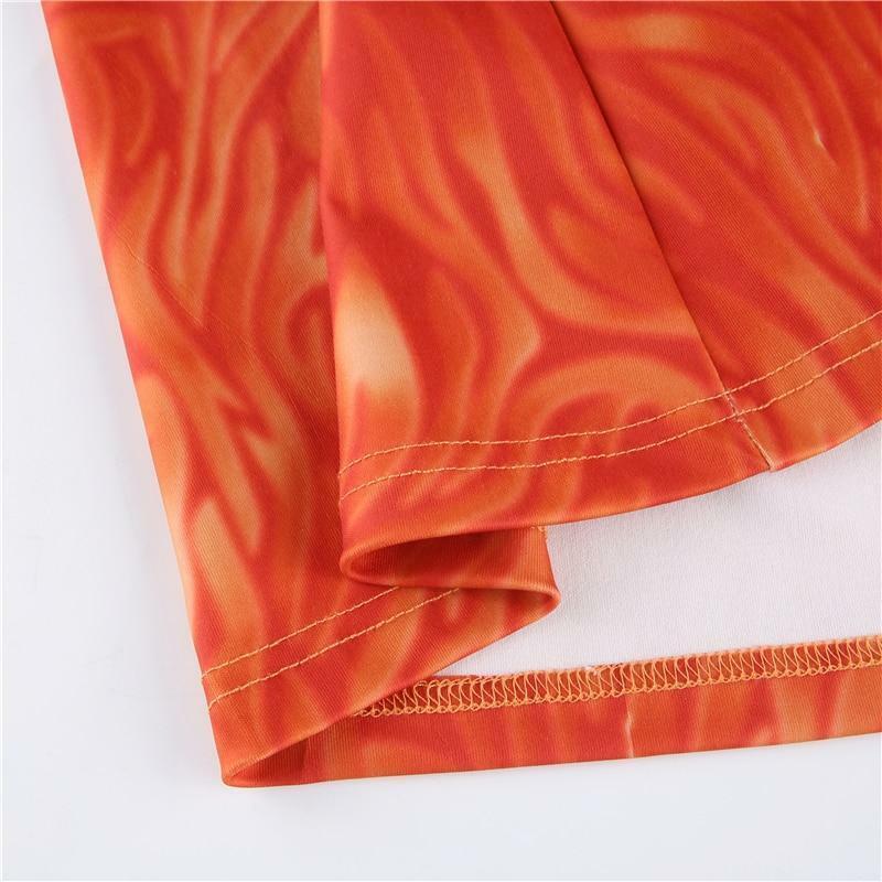 Burnt Orange Mini Dress - Y2K Summer Outfit, 90s Fashion, Grunge, Retro Style, Y2K Party Look