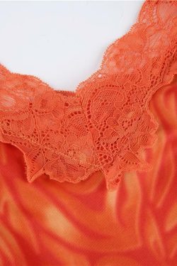 Burnt Orange Mini Dress - Y2K Summer Outfit, 90s Fashion, Grunge, Retro Style, Y2K Party Look