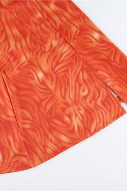 Burnt Orange Mini Dress - Y2K Summer Outfit, 90s Fashion, Grunge, Retro Style, Y2K Party Look