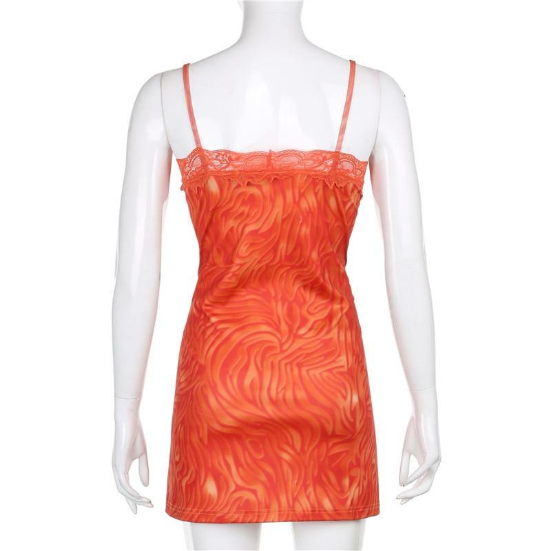 Burnt Orange Mini Dress - Y2K Summer Outfit, 90s Fashion, Grunge, Retro Style, Y2K Party Look