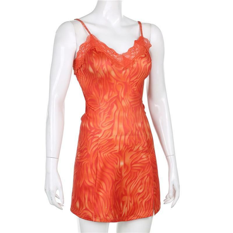 Burnt Orange Mini Dress - Y2K Summer Outfit, 90s Fashion, Grunge, Retro Style, Y2K Party Look