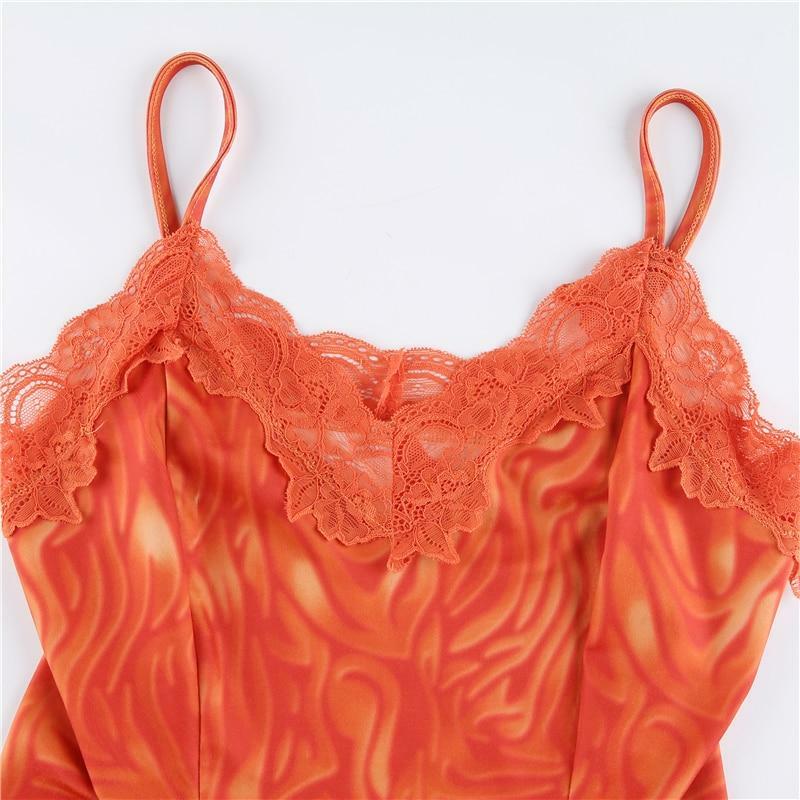 Burnt Orange Mini Dress - Y2K Summer Outfit, 90s Fashion, Grunge, Retro Style, Y2K Party Look