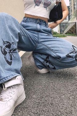 Butterfly Flutter Jeans - Y2K Summer, 90s Grunge, Retro Style, Y2K Party & Club Outfits