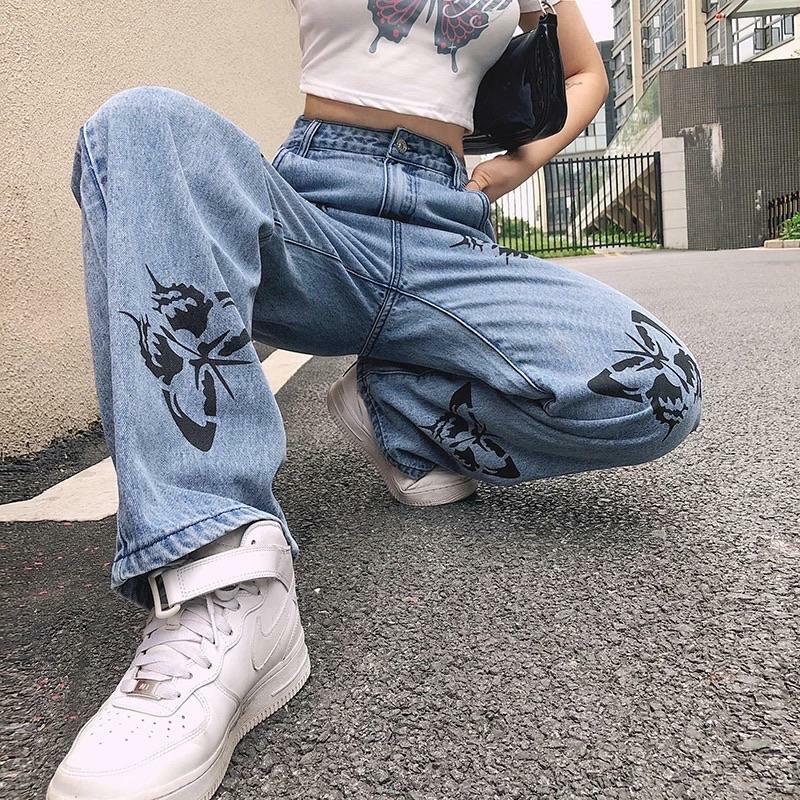 Butterfly Flutter Jeans - Y2K Summer, 90s Grunge, Retro Style, Y2K Party & Club Outfits