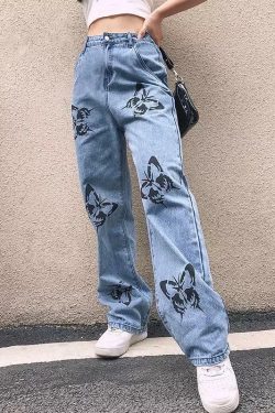 Butterfly Flutter Jeans - Y2K Summer, 90s Grunge, Retro Style, Y2K Party & Club Outfits