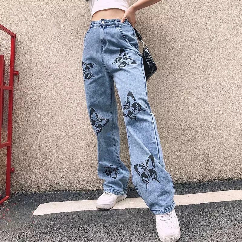 Butterfly Flutter Jeans - Y2K Summer, 90s Grunge, Retro Style, Y2K Party & Club Outfits
