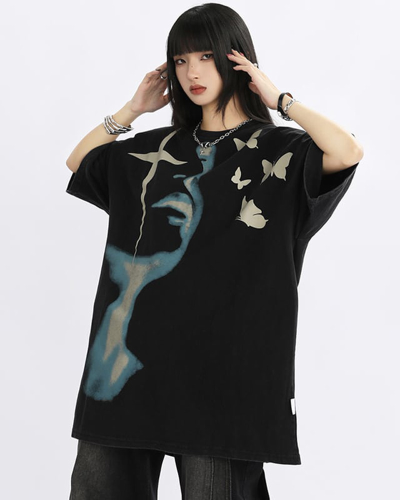Butterfly Shirt Y2K - Retro 90s Grunge Summer Outfit, Y2K Fashion, Baby Tees, Y2K Club Party