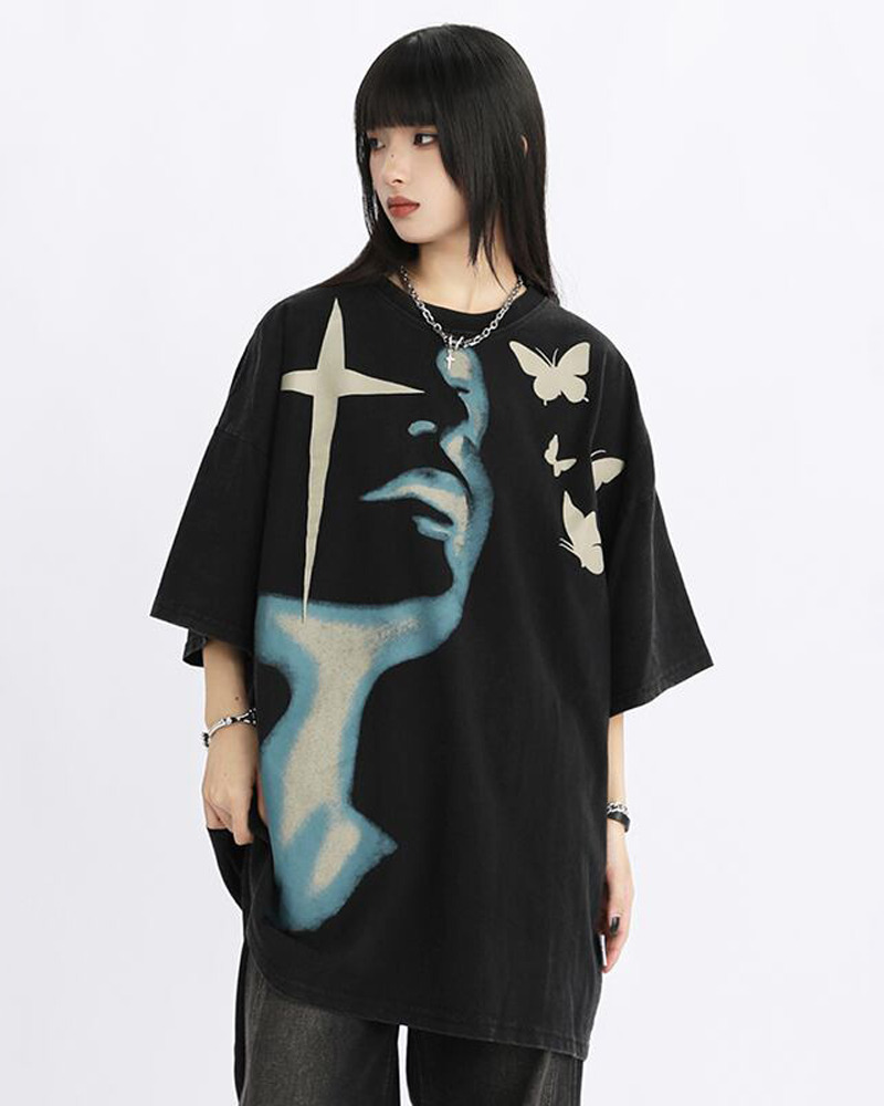 Butterfly Shirt Y2K - Retro 90s Grunge Summer Outfit, Y2K Fashion, Baby Tees, Y2K Club Party
