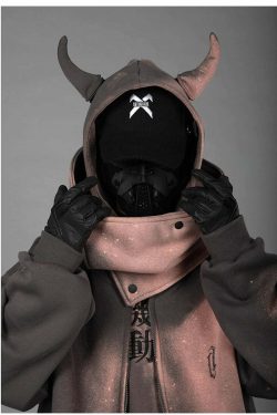 BXB Dark Devil Horns Zip Up Jacket - Y2K Grunge, 90s Fashion, Retro Goth, Summer Y2K Outfits