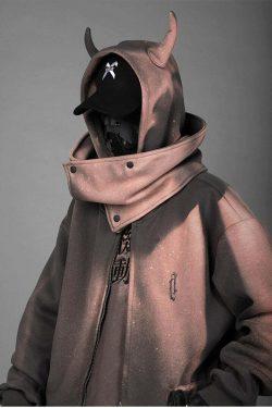 BXB Dark Devil Horns Zip Up Jacket - Y2K Grunge, 90s Fashion, Retro Goth, Summer Y2K Outfits