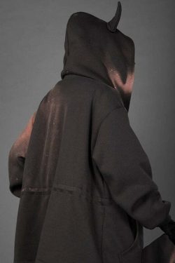 BXB Dark Devil Horns Zip Up Jacket - Y2K Grunge, 90s Fashion, Retro Goth, Summer Y2K Outfits