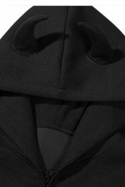 BXB Dark Devil Horns Zip Up Jacket - Y2K Grunge, 90s Fashion, Retro Goth, Summer Y2K Outfits
