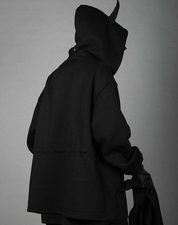 BXB Dark Devil Horns Zip Up Jacket - Y2K Grunge, 90s Fashion, Retro Goth, Summer Y2K Outfits