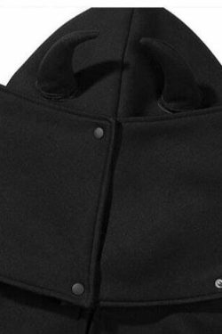 BXB Dark Devil Horns Zip Up Jacket - Y2K Grunge, 90s Fashion, Retro Goth, Summer Y2K Outfits