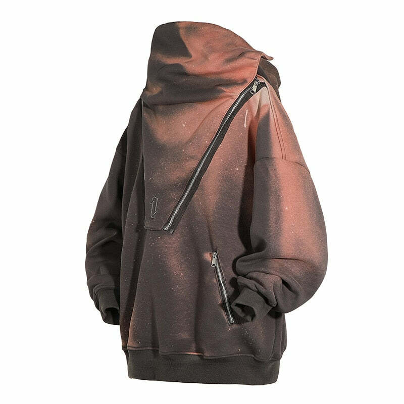 BXB Dark Quad Zipped Utility Hoodie - Y2K Grunge, 90s Fashion, Retro Style, Gothic Y2K Outfit