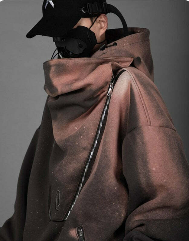 BXB Dark Quad Zipped Utility Hoodie - Y2K Grunge, 90s Fashion, Retro Style, Gothic Y2K Outfits