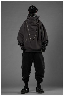 BXB Dark Quad Zipped Utility Hoodie - Y2K Grunge, 90s Fashion, Retro Style, Gothic Y2K Outfits