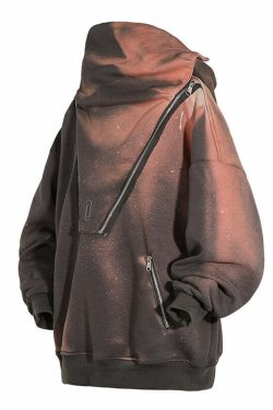 BXB Dark Quad Zipped Utility Hoodie - Y2K Grunge, 90s Fashion, Retro Style, Gothic Y2K Outfits
