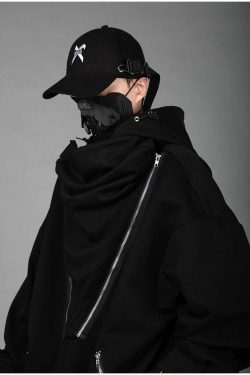 BXB Dark Quad Zipped Utility Hoodie - Y2K Grunge, 90s Fashion, Retro Style, Gothic Y2K Outfits
