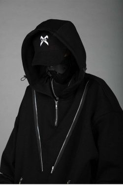 BXB Dark Quad Zipped Utility Hoodie - Y2K Grunge, 90s Fashion, Retro Style, Gothic Y2K Outfits