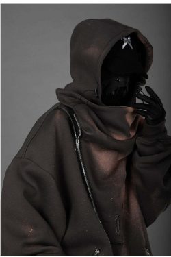 BXB Dark Quad Zipped Utility Hoodie - Y2K Grunge, 90s Fashion, Retro Style, Gothic Y2K Outfits