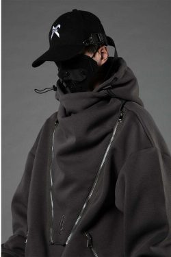 BXB Dark Quad Zipped Utility Hoodie - Y2K Grunge, 90s Fashion, Retro Style, Gothic Y2K Outfits