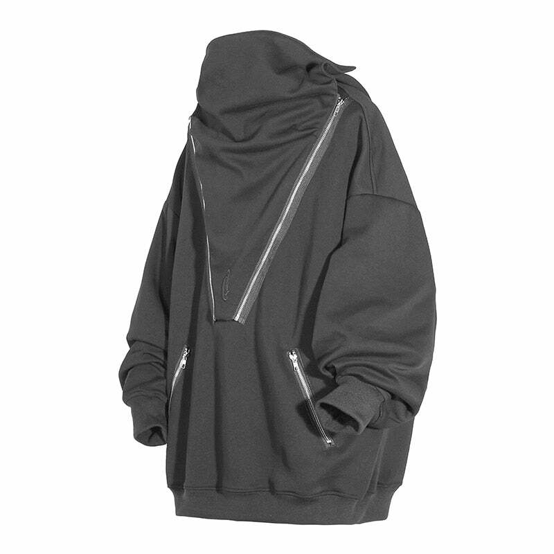 BXB Dark Quad Zipped Utility Hoodie - Y2K Grunge, 90s Fashion, Retro Style, Gothic Y2K Outfits