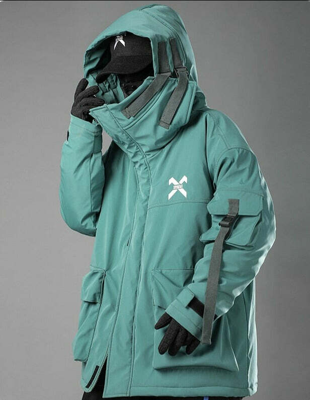 BXB Dark Tactical Parka Jacket - Y2K Grunge, 90s Fashion, Retro Style, Gothic Y2K, Summer Outfits