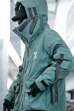 BXB Dark Tactical Parka Jacket - Y2K Grunge, 90s Fashion, Retro Style, Gothic Y2K, Summer Outfits