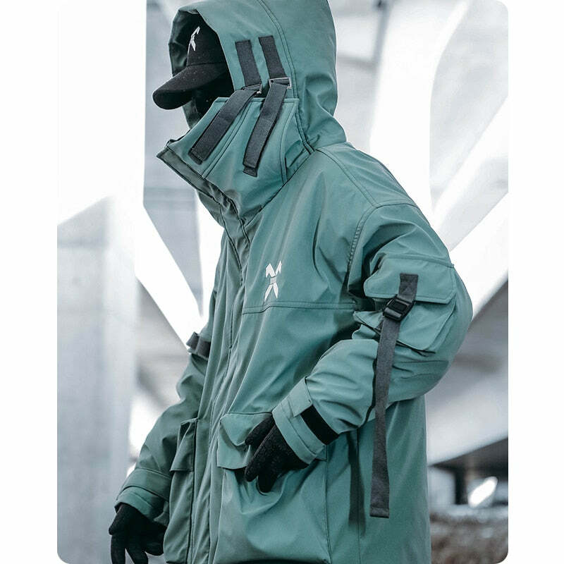 BXB Dark Tactical Parka Jacket - Y2K Grunge, 90s Fashion, Retro Style, Gothic Y2K, Summer Outfits