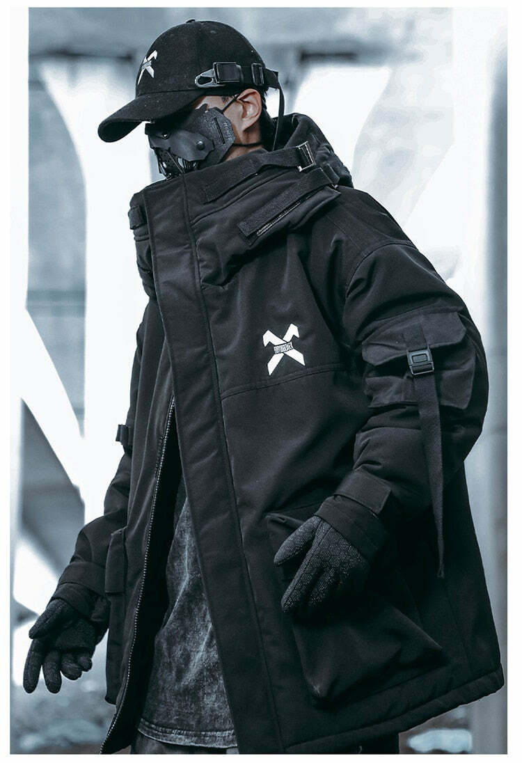 BXB Dark Tactical Parka Jacket - Y2K Grunge, 90s Fashion, Retro Style, Gothic Y2K, Summer Outfits