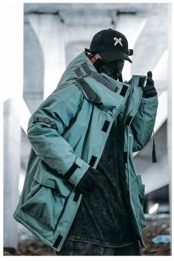 BXB Dark Tactical Parka Jacket - Y2K Grunge, 90s Fashion, Retro Style, Gothic Y2K, Summer Outfits