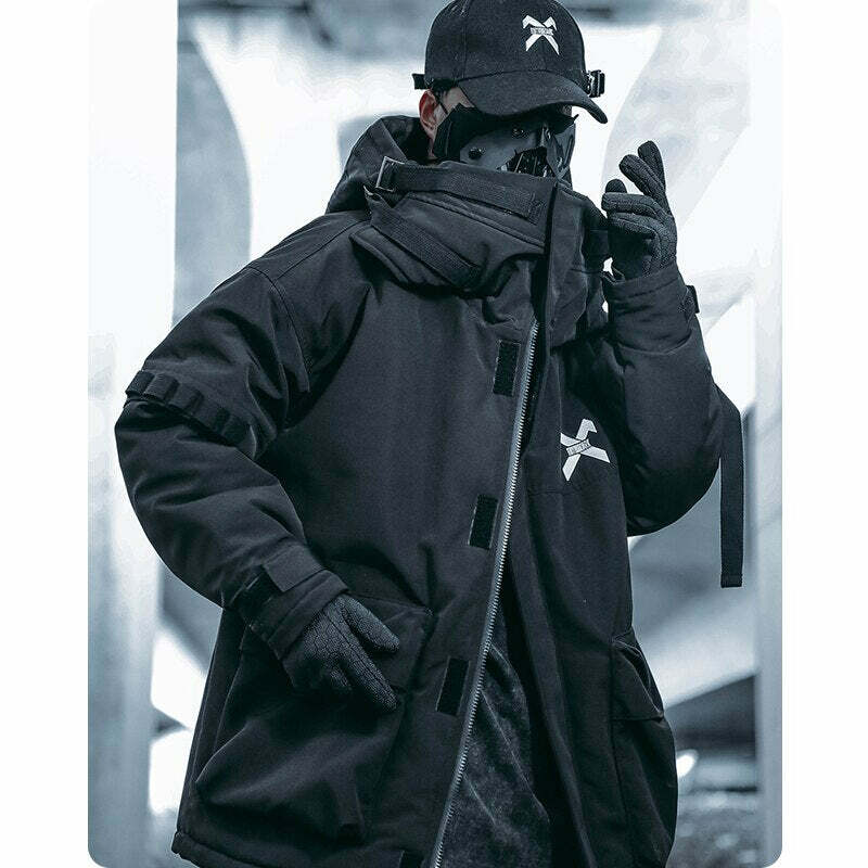 BXB Dark Tactical Parka Jacket - Y2K Grunge, 90s Fashion, Retro Style, Gothic Y2K, Summer Outfits