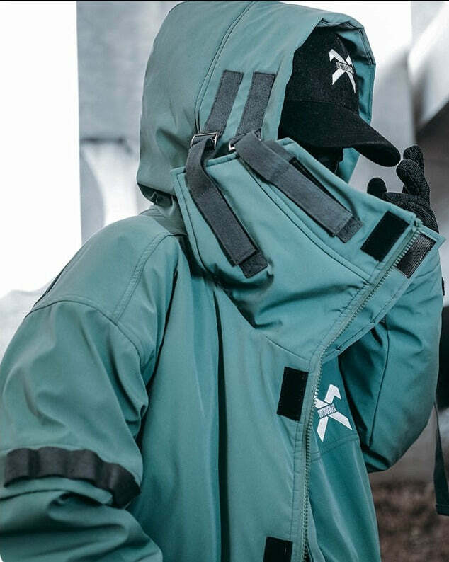 BXB Dark Tactical Parka Jacket - Y2K Grunge, 90s Fashion, Retro Style, Gothic Y2K, Summer Outfits