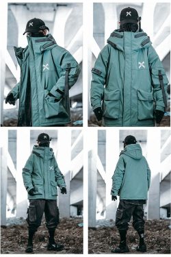 BXB Dark Tactical Parka Jacket - Y2K Grunge, 90s Fashion, Retro Style, Gothic Y2K, Summer Outfits