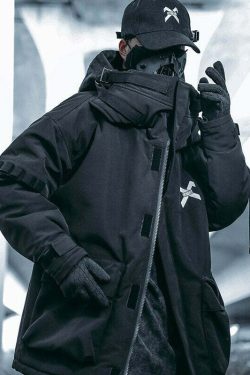 BXB Dark Tactical Parka Jacket - Y2K Grunge, 90s Fashion, Retro Style, Gothic Y2K, Summer Outfits
