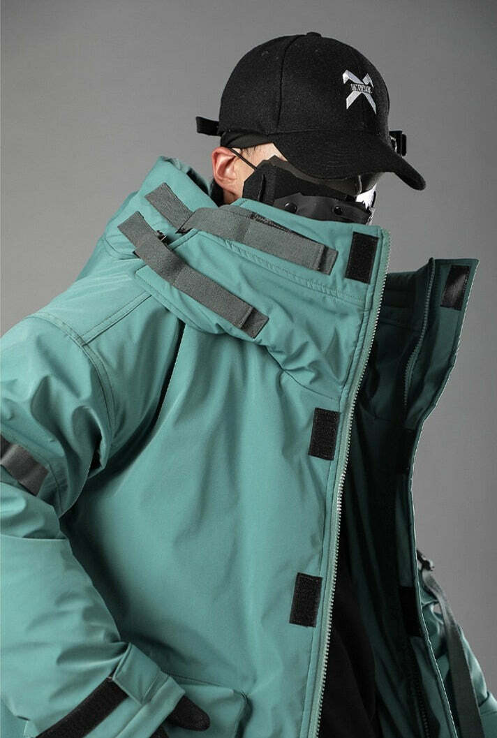 BXB Dark Tactical Parka Jacket - Y2K Grunge, 90s Fashion, Retro Style, Gothic Y2K, Summer Outfits