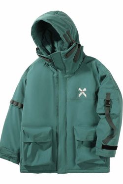 BXB Dark Tactical Parka Jacket - Y2K Grunge, 90s Fashion, Retro Style, Gothic Y2K, Summer Outfits