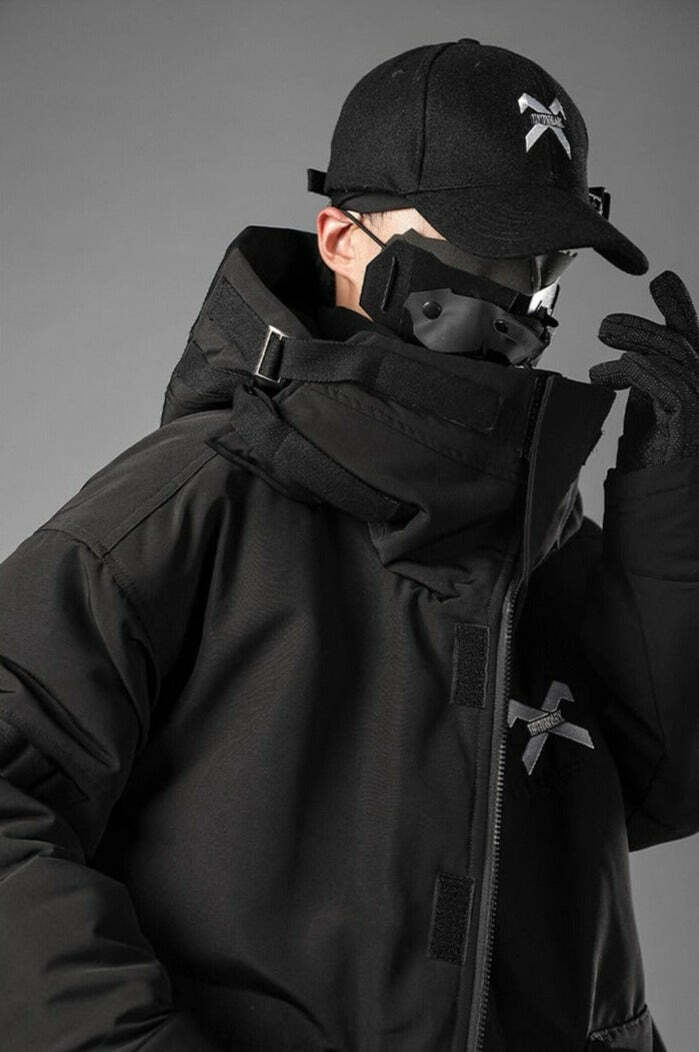 BXB Dark Tactical Parka Jacket - Y2K Grunge, 90s Fashion, Retro Style, Gothic Y2K, Summer Outfits