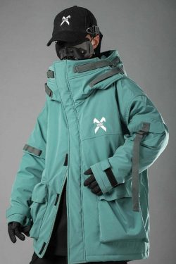 BXB Dark Tactical Parka Jacket - Y2K Grunge, 90s Fashion, Retro Style, Gothic Y2K, Summer Outfits