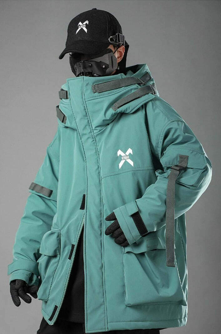 BXB Dark Tactical Parka Jacket - Y2K Grunge, 90s Fashion, Retro Style, Gothic Y2K, Summer Outfits