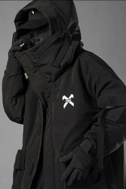 BXB Dark Tactical Parka Jacket - Y2K Grunge, 90s Fashion, Retro Style, Gothic Y2K, Summer Outfits